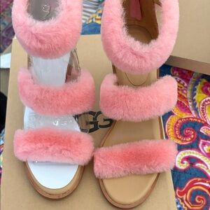 UGG Pink Fluffy Sandals